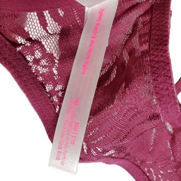 PINK Victoria's Secret Lightly Lined Front Closure Underwire Plunge T-back 32D - Picture 10 of 11